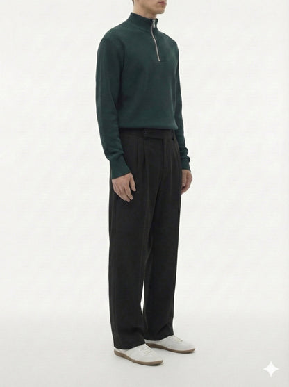 Midnight Black - Italian Pleated Pants