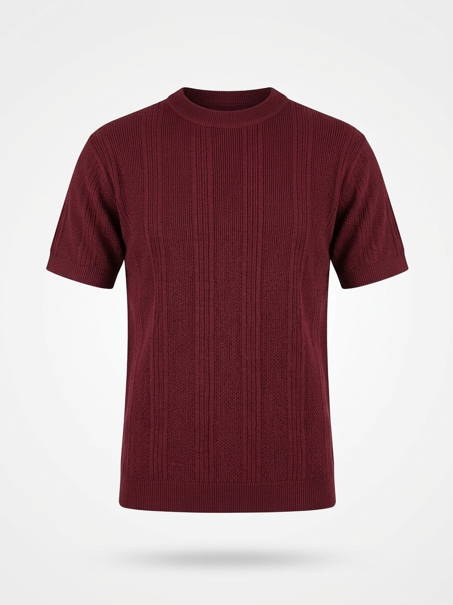 Crimson Burgundy - Arabesque Knit Tee