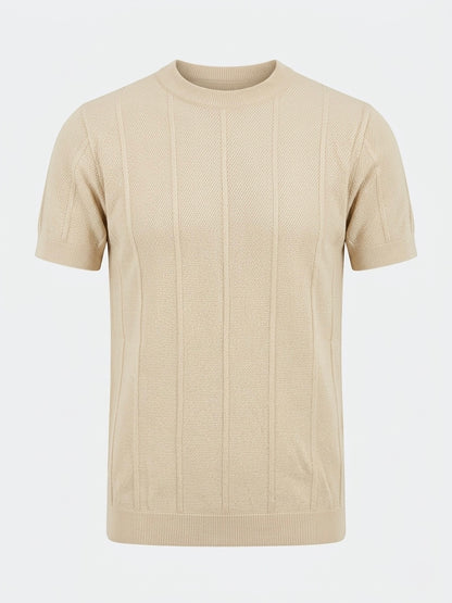 Sandstone Beige - Column Knit Tee