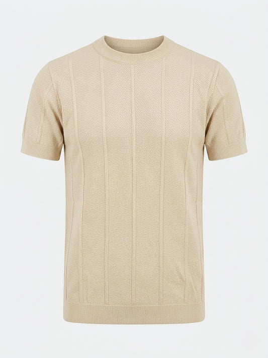 Sandstone Beige - Column Knit Tee