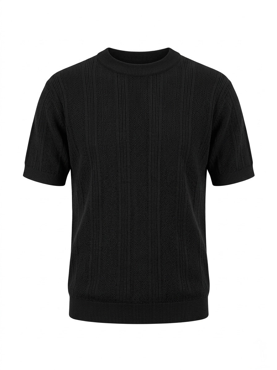 Midnight Black - Arabesque Knit Tee