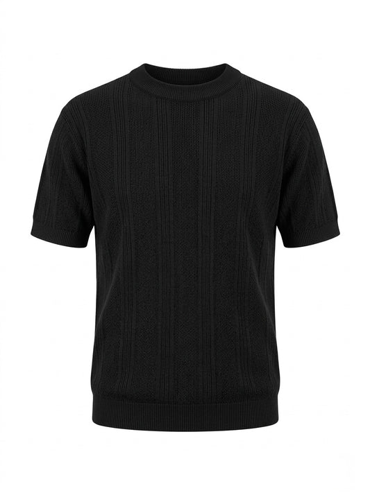 Midnight Black - Arabesque Knit Tee
