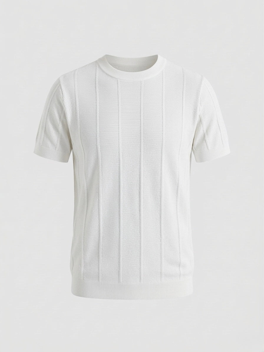 Pearl White - Column Knit Tee