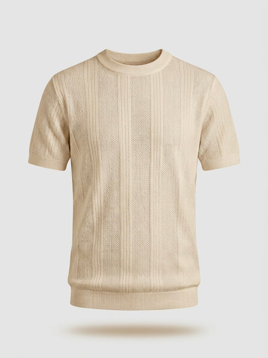 Sandstone Beige - Arabesque Knit Tee