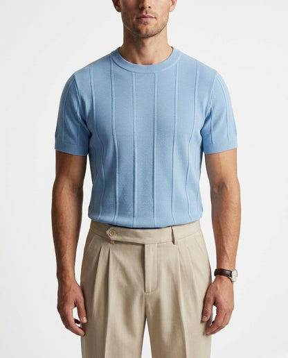 Sky Blue - Column Knit Tee