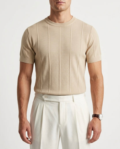 Sandstone Beige - Column Knit Tee