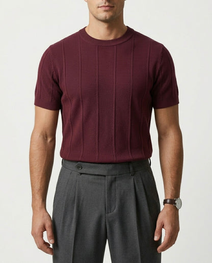 Crimson Burgundy - Column Knit Tee