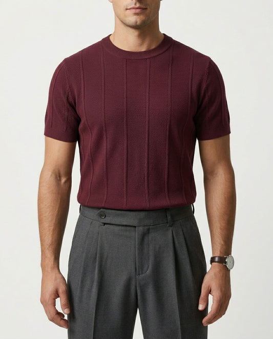 Crimson Burgundy - Column Knit Tee