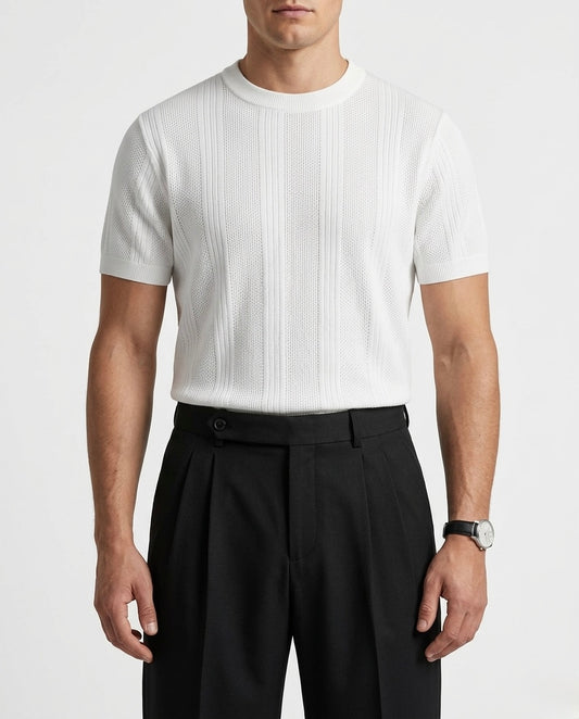 Pearl White - Arabesque Knit Tee