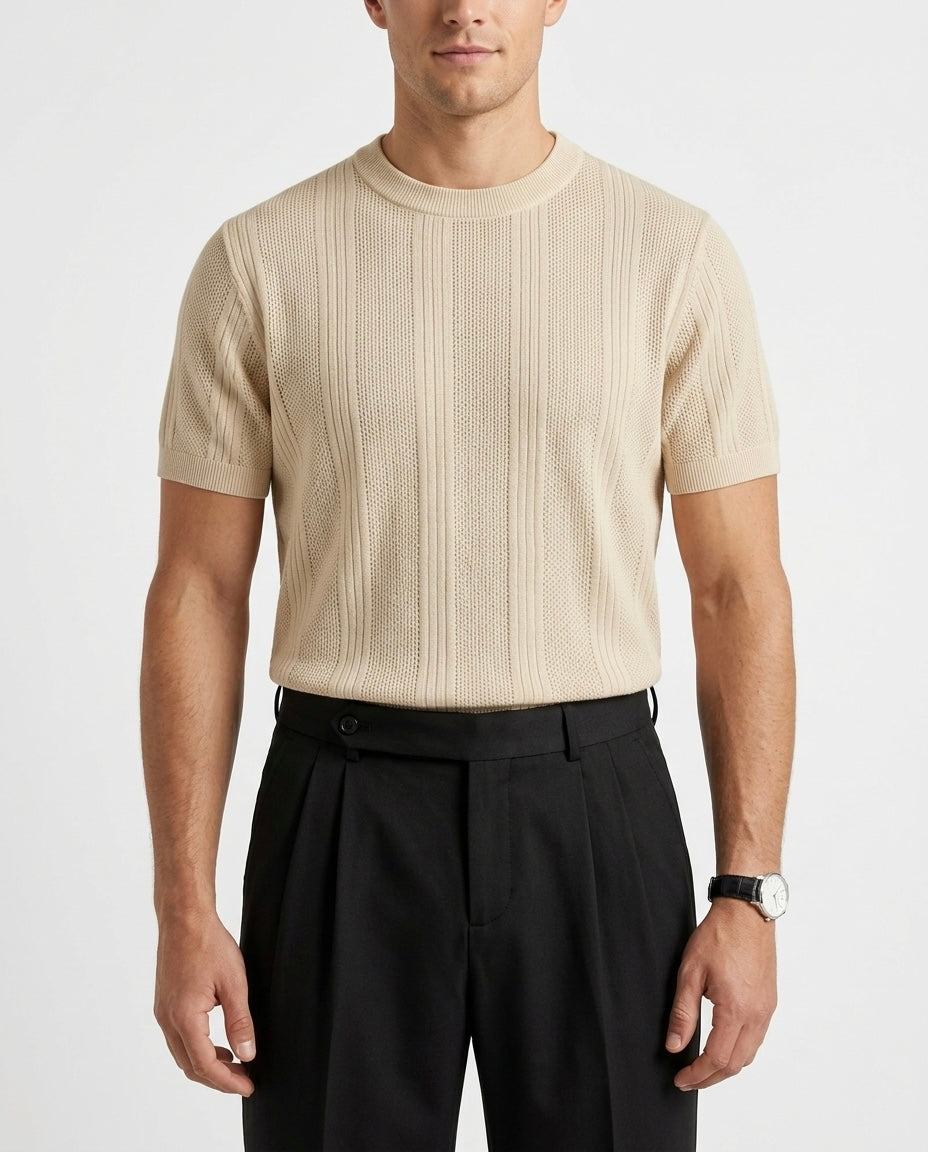 Sandstone Beige - Arabesque Knit Tee