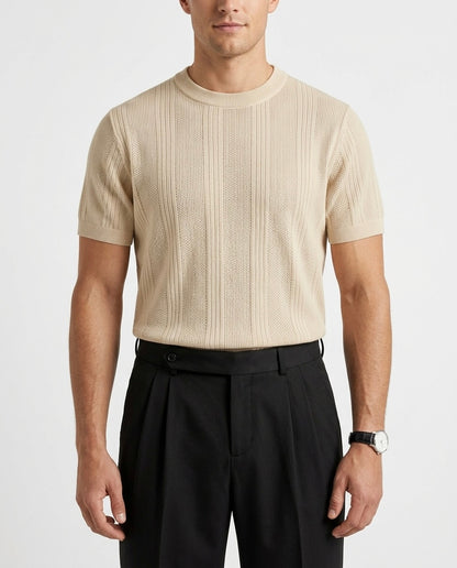 Sandstone Beige - Arabesque Knit Tee