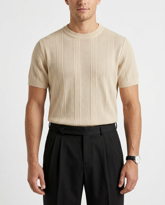 Sandstone Beige - Arabesque Knit Tee