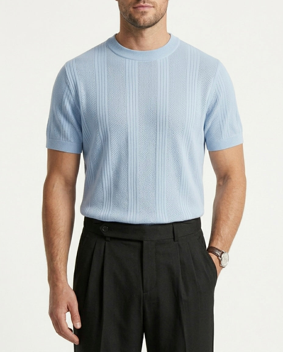 Sky Blue - Arabesque Knit Tee