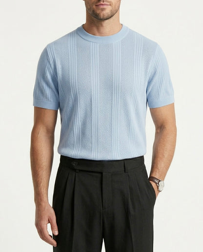 Sky Blue - Arabesque Knit Tee