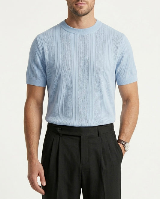Sky Blue - Arabesque Knit Tee