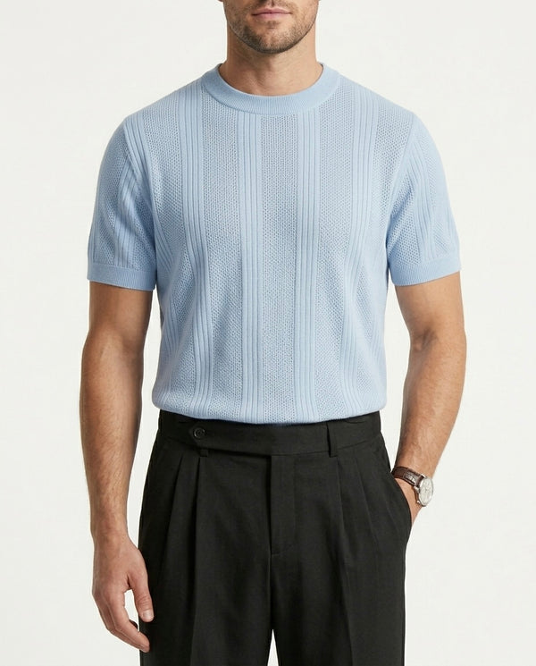 Sky Blue - Arabesque Knit Tee