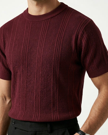 Crimson Burgundy - Arabesque Knit Tee