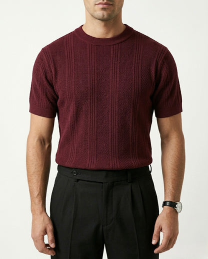 Crimson Burgundy - Arabesque Knit Tee