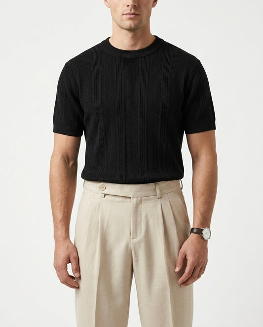 Midnight Black - Arabesque Knit Tee