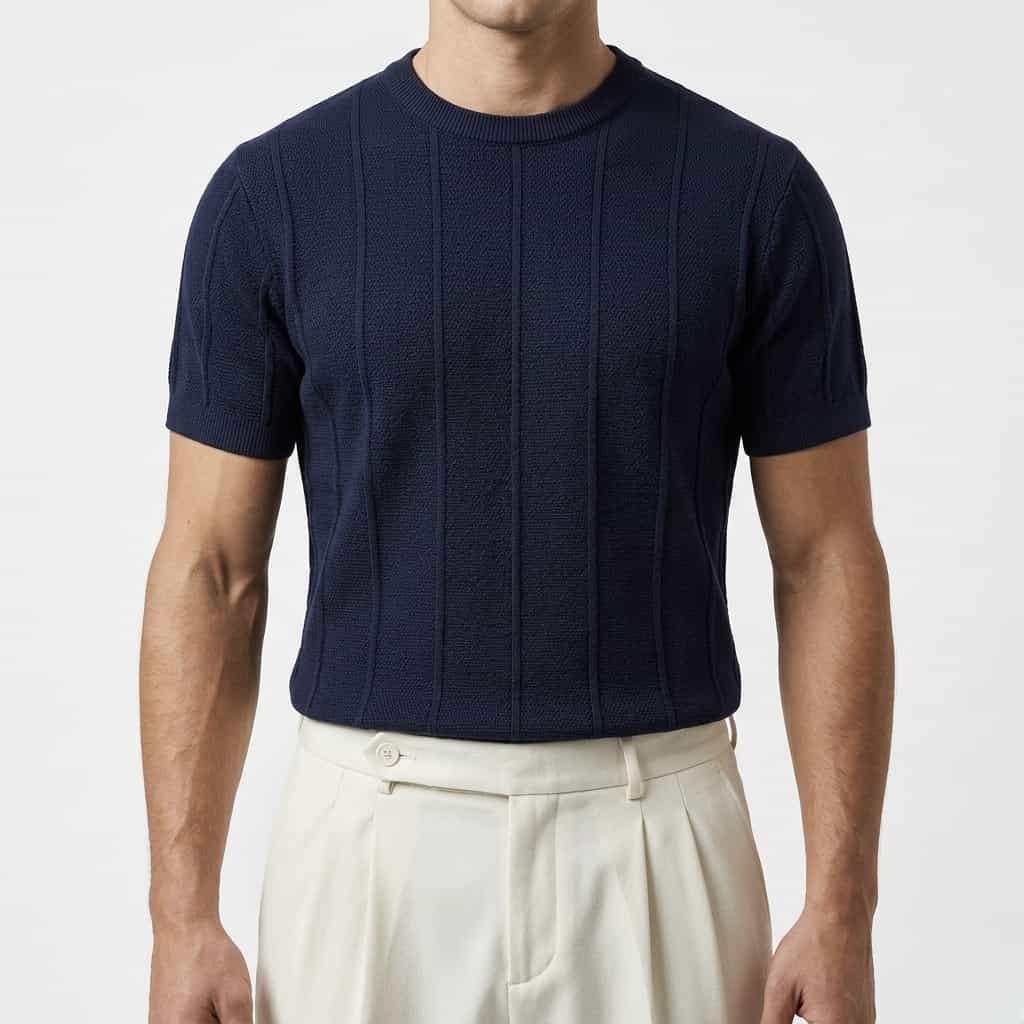 Deep Blue - Column Knit Tee