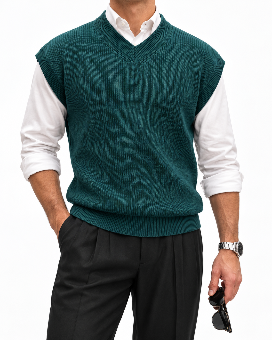 Emerald Green V-neck Gilet