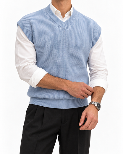 Sky Blue V-neck Gilet