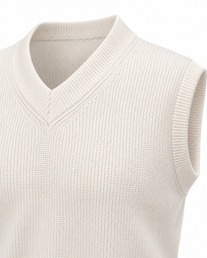 Pearl White V-neck Gilet