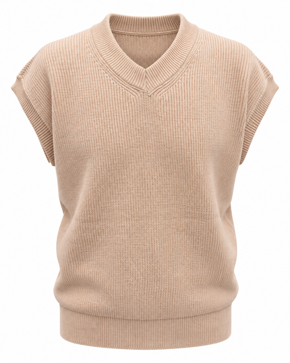 Dune Beige V-neck Gilet