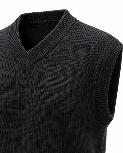 Midnight Black V-neck Gilet