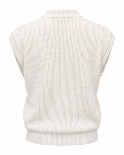 Pearl White V-neck Gilet