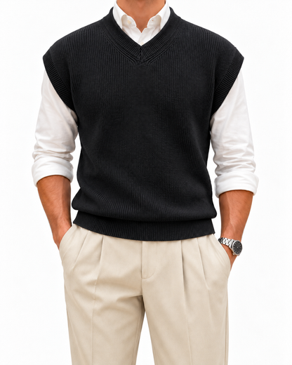 Midnight Black V-neck Gilet