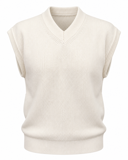 Pearl White V-neck Gilet