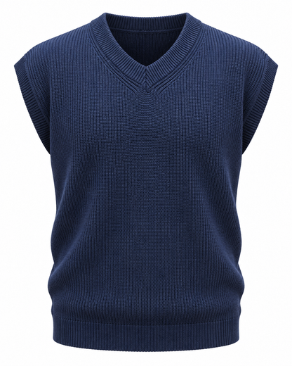 Navy Blue V-neck Gilet