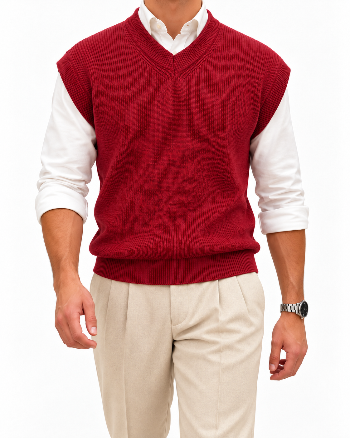 Crimson Burgundy V-neck Gilet