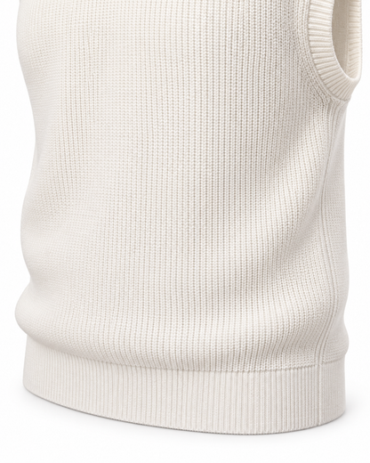 Pearl White V-neck Gilet